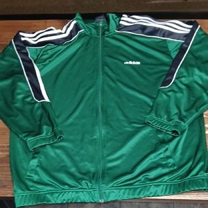 Vintage Adidas Nylon Track Jacket Mens L Kelly Green Three 3 Stripe Y2K 00s